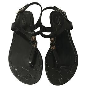 Coach Piccadilly Black Jelly Sandals 6B Quiet Luxury Heritage Slow Fashion Prep